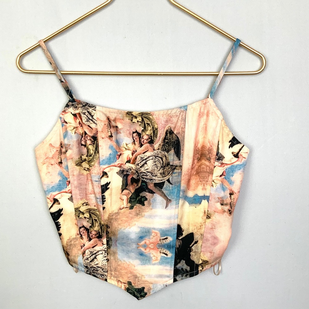 Renaissance Angel Cherub Art Satin Corset Boning Rococo Coquette Sz XS